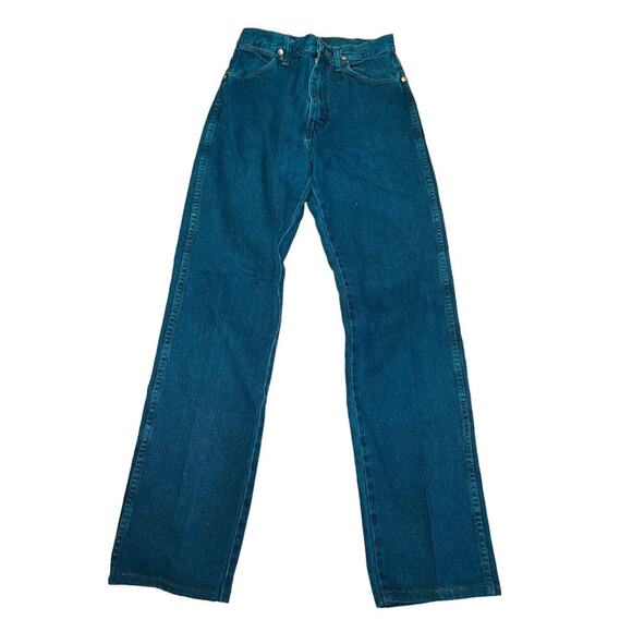 VINTAGE Wrangler Jeans Womens 5 Teal Cowboy Cut Slim Mom Denim 14MWZ USA - Picture 2 of 6
